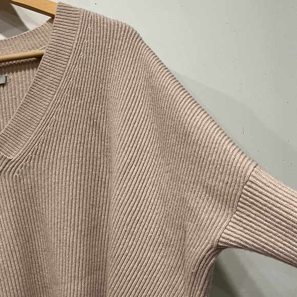 All Saints Able Laced Jumper Oversized V neck in Cream/ Beige Cashmere Wool S - Picture 8 of 14